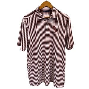 Cutter & Buck Mens FSU Alumni Striped Golf Polo Shirt Maroon White Large Stretch